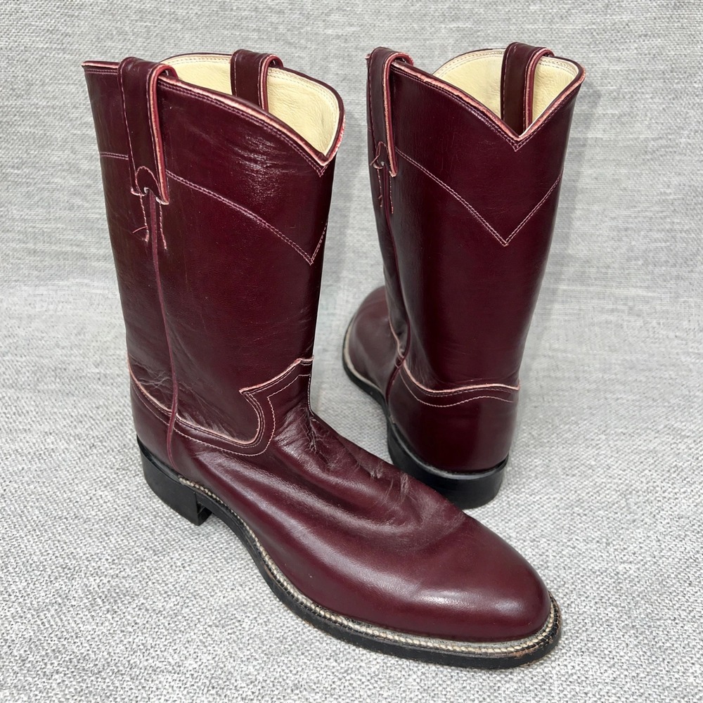 Vintage Justin Roper Boots Style 3037 Burgundy Cordovan Mens 8.5 D USA